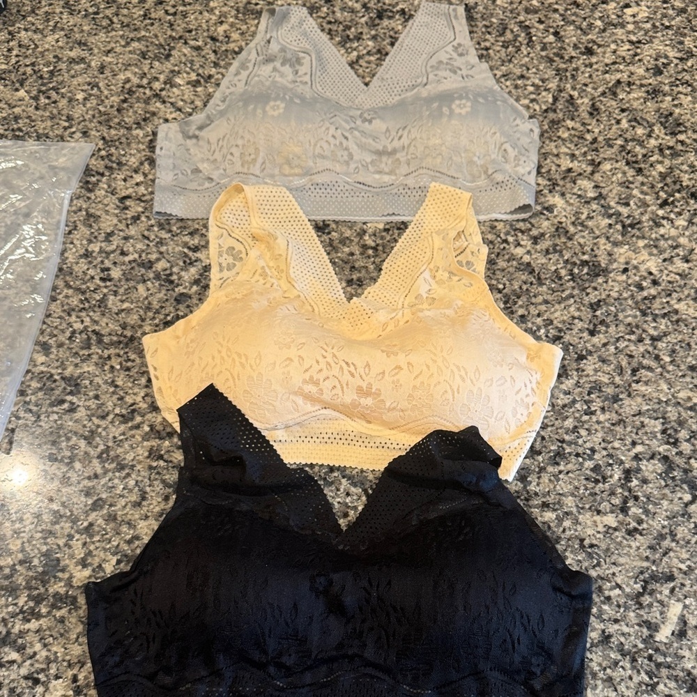 BNWOT Lace Bras Set in Black, Beige, and Gray Size XXL